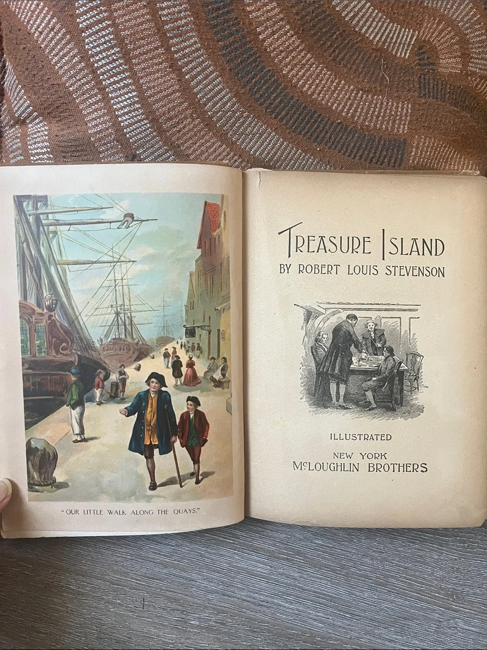 Treasure Island Hardcover by Robert L. Stevenson - Brown Illustrated Cloth